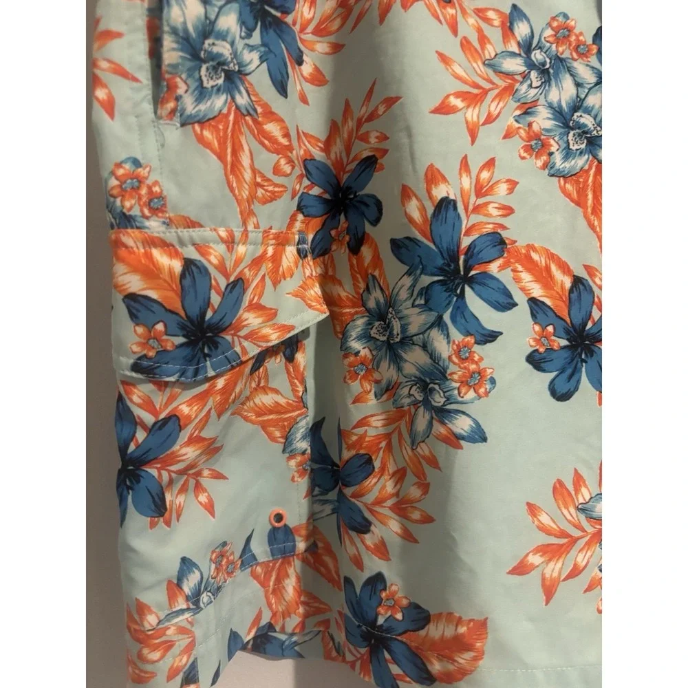 Crown‎ and Ivy Swim Trunks Men's XL Mesh Lined Board Shorts Blue Palm Trees